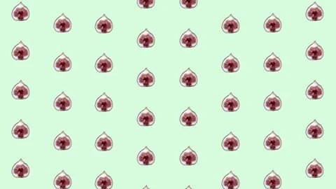 Colorful fruit pattern of fresh figs. Seamless pattern with fig sliced Stock Footage 167484362