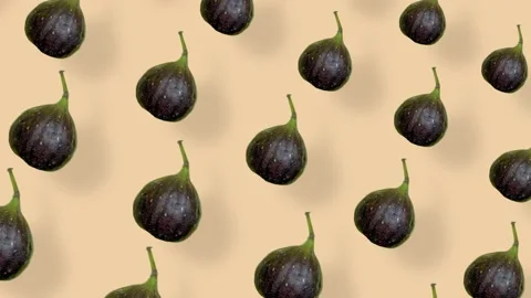 Colorful fruit pattern of fresh figs. Seamless pattern with fig. Realistic Stock Footage 167487213