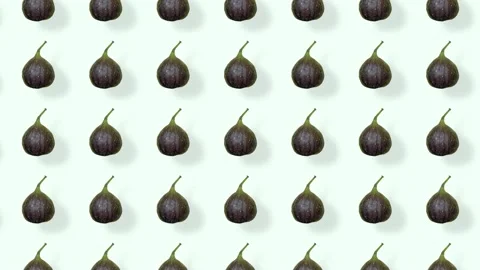 Colorful fruit pattern of fresh figs. Seamless pattern with fig. Realistic Stock Footage 167487556