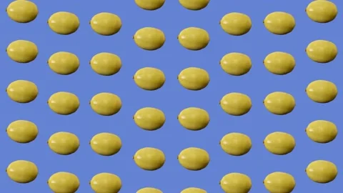 Colorful fruit pattern of fresh lemons. Seamless pattern with lemon. Pop art Stock Footage 167484475