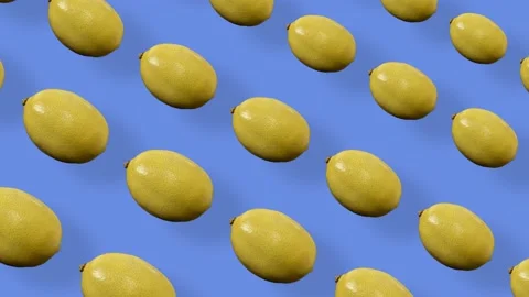 Colorful fruit pattern of fresh lemons. Seamless pattern with lemon. Pop art Stock Footage 167487094