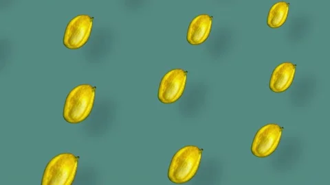 Colorful fruit pattern of fresh mango on green background with shadows. Seamless Stock Footage 167486080
