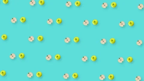 Colorful fruit pattern of fresh rotating apples. Seamless pattern with apple Stock Footage 167475021