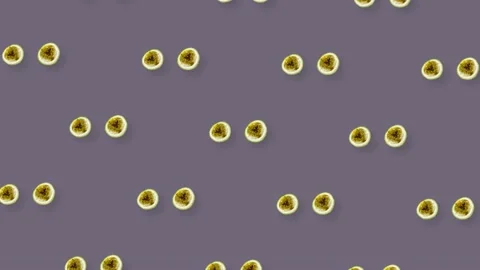 Colorful fruit pattern of fresh rotating passion fruit. Seamless pattern with Video stock 167484229