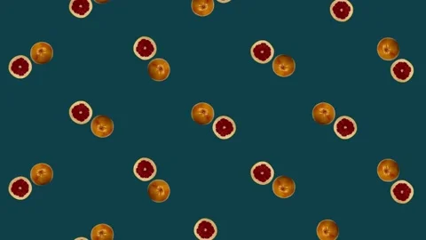 Colorful fruit pattern of fresh rotating grapefruits. Seamless pattern with Video stock 167488730