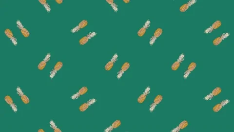 Colorful fruit pattern of fresh rotating pineapples. Seamless pattern with Stock Footage 167489071