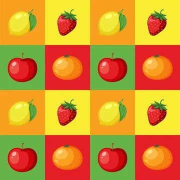 Colorful Fruit Pattern Illustration 库存插图