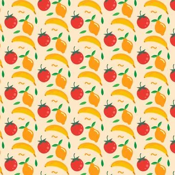 Colorful Fruit Pattern Illustration Stock Illustration