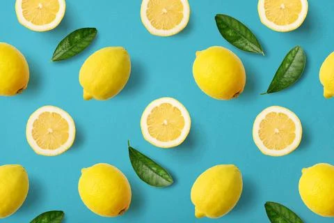 Colorful fruit pattern of lemons Stock Photos