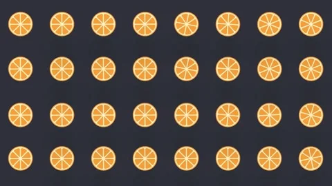 Colorful fruit pattern of orange slices on black background. Seamless pattern Video stock 169241392