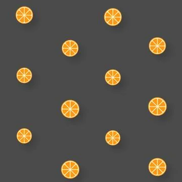 Colorful fruit pattern of orange slices on brown background. Seamless pattern Stock Illustration