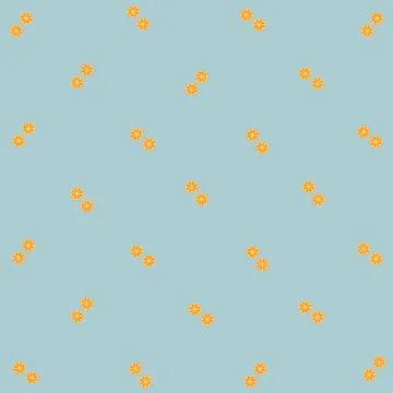 Colorful fruit pattern of orange slices on pastel blue background. Seamless Stock Illustration