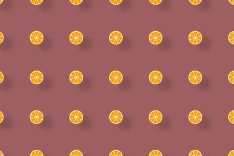 Colorful fruit pattern of orange slices. Seamless pattern with orange. Top view Stock Illustration