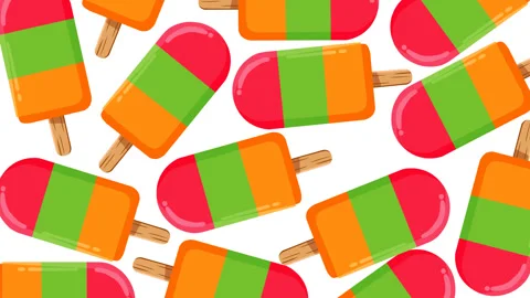 Colorful Fruit Popsicle Pattern Background with Frozen Summer Treats Video stock 337930693