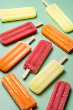 Colorful fruit popsicles Stock Photos