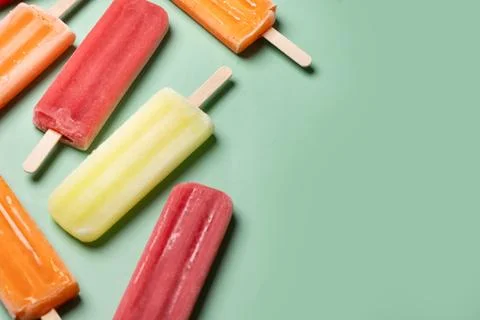 Colorful fruit popsicles Stock Photos