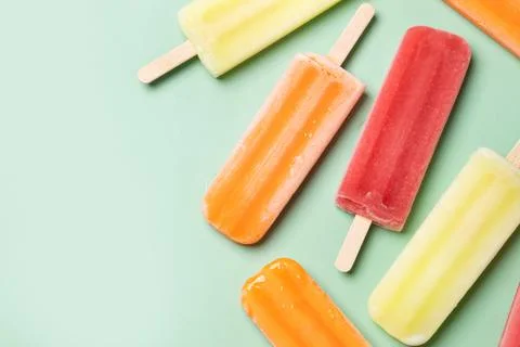 Colorful fruit popsicles Stock Photos