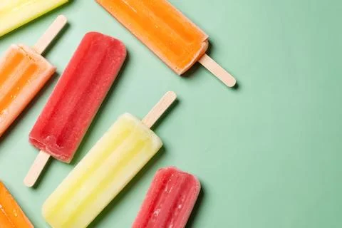 Colorful fruit popsicles Stock Photos
