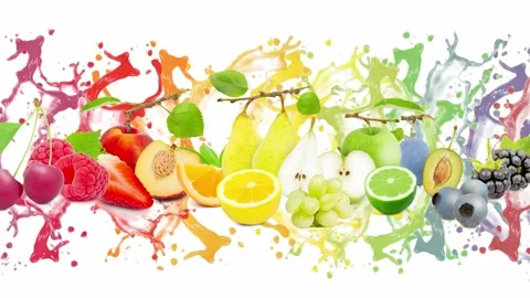 Colorful Fruit Splash Stock Footage 152331865