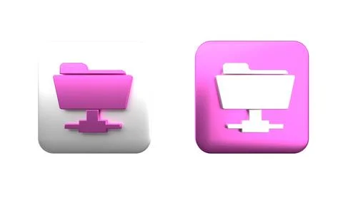 Colorful FTP folder icon isolated on white background. Software update, tra.. Stock Illustration