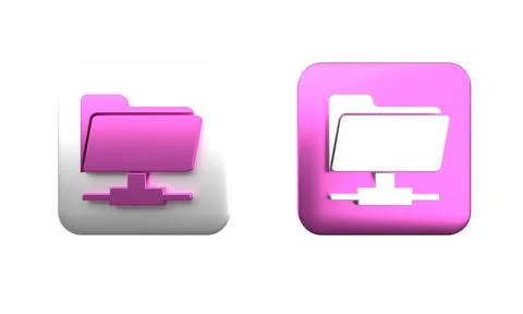 Colorful FTP folder icon isolated on white background. Software update, tra.. Stock Illustration