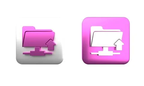 Colorful FTP folder upload icon isolated on white background. Software upda.. Stock Illustration