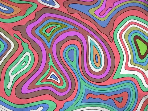 Colorful Full Frame Psychedelic Pattern Background. Illustrazione stock