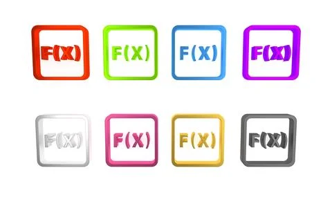 Colorful Function mathematical symbol icon isolated on white background. Mi.. Illustrazione stock