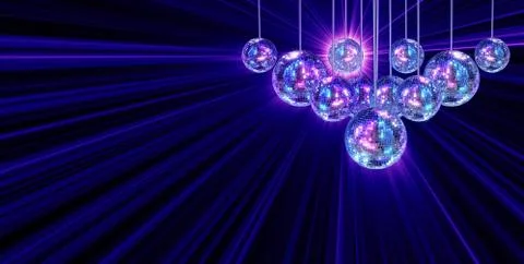 Colorful funky background with mirror disco balls Illustrazione stock