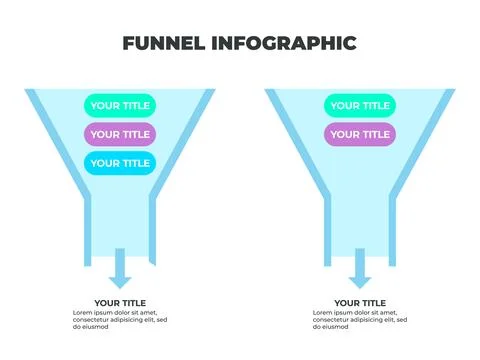 Colorful Funnel Process Infographic Representing Four Stages of the Custome.. Stock Illustration