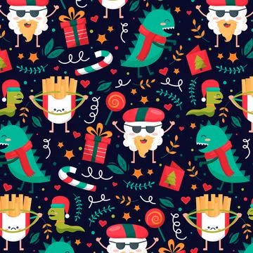Colorful funny christmas pattern Stock Illustration