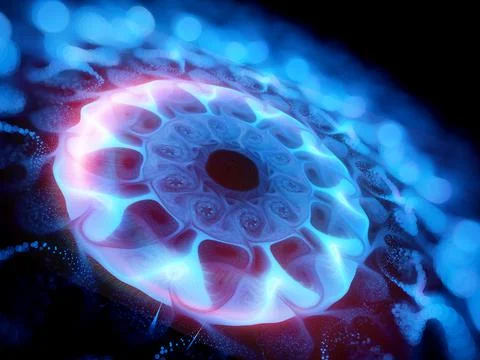 Colorful futuristic glowing quantum processor Illustrazione stock