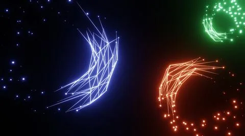 Colorful galaxy elements on a black background Stock Illustration