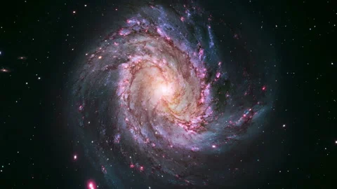 Colorful galaxy in outer space with flashes of pink light Stock Footage 154435133