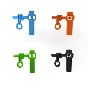 Colorful Gallows rope loop hanging icon isolated on white background. Rope .. Stock Illustration