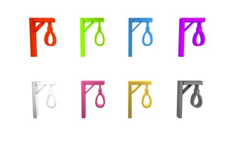 Colorful Gallows rope loop hanging icon isolated on white background. Rope .. Stock Illustration