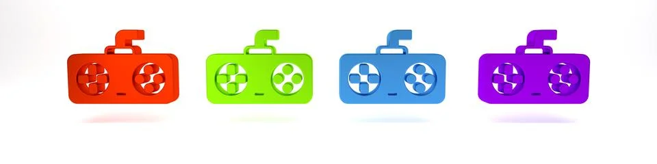 Colorful Game controller or joystick for game console icon isolated on whit.. 스톡 일러스트