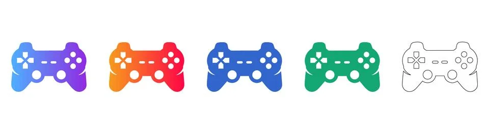Colorful Gaming Controller Icon Set Illustrazione stock