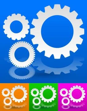 Colorful gear background set 스톡 일러스트