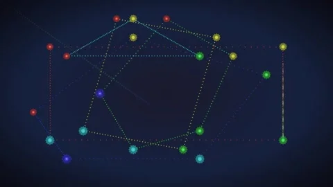 Colorful Gear Network Loop - Data Flow Technology Motion Background Stock Footage 341563811