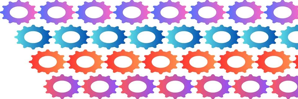 Colorful gears pattern on white background Stock Illustration