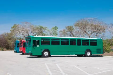 Colorful generic buses Stock Photos
