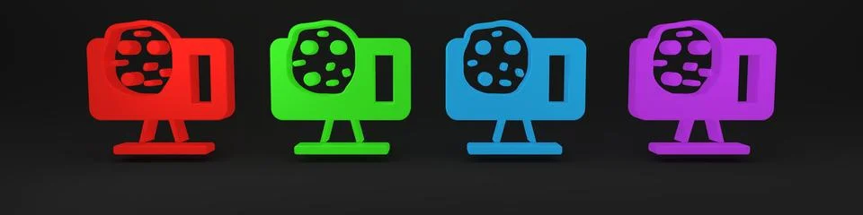 Colorful Genetic engineering modification on laptop icon isolated on black .. イラスト素材