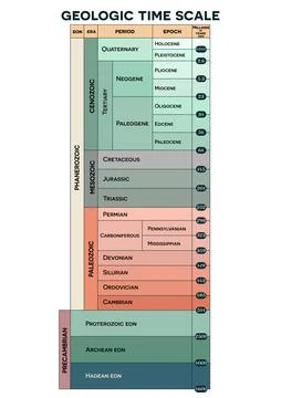 Colorful Geologic time scale, eons, eras, periods and epochs 스톡 일러스트