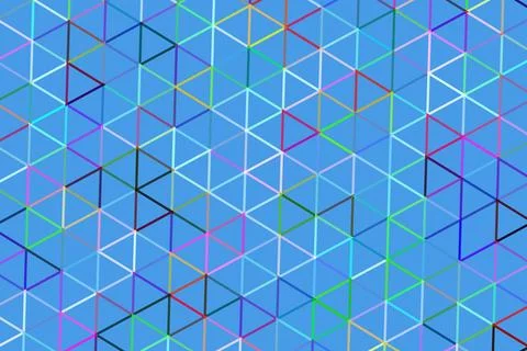 Colorful geometric 3d cube pattern on blue background Illustrazione stock