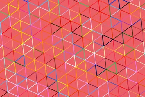 Colorful geometric 3d cubes pattern on coral background イラスト素材