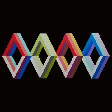 Colorful Geometric Abstract Pattern with 3D Optical Illusion Shapes Stock Illustration