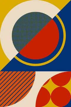 Colorful Geometric Abstract Pattern Background with Bold Retro Shapes Stock Illustration