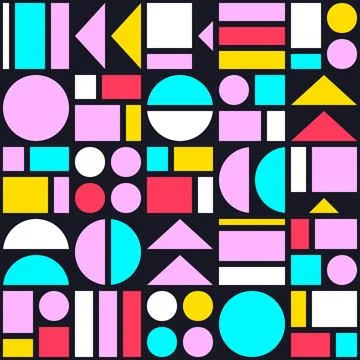 Colorful Geometric Abstract Pattern with Bold Shapes and Vibrant Colors Stock Illustration