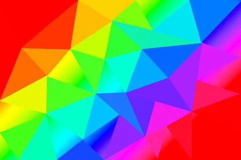 Colorful geometric abstract pattern with bright rainbow gradients and triangular Illustrazione stock